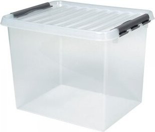 BRB Stapelbehälter aus Kunststoff mit Griffen, 2er-Set, transparent, 52 Liter - Bild 1