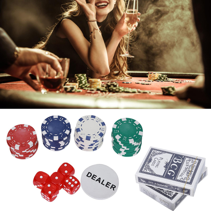 Lixada Poker Chips Spiel Set mit Karten und Würfel in Aluminium Fall - Bild 4