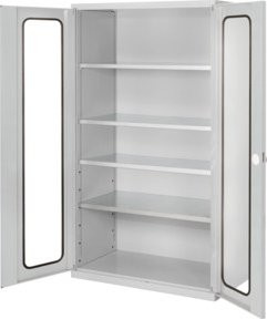 Kappes Großvolumenschrank RasterPlan mit Sichtfenster und Lochplattentüren, Grau, B/T/H: 113 x 59 x 195 cm - Bild 1