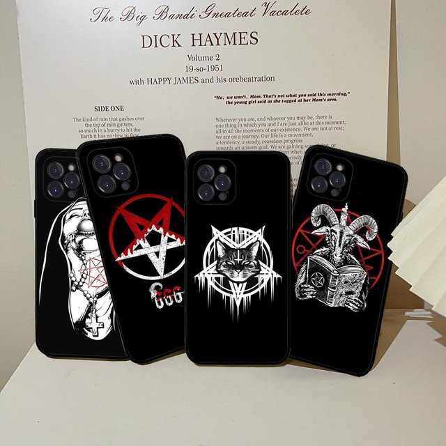 Handyhülle mit Pentagramm-Design in Schwarz für iPhone 11 12 13 14 15 Pro Max Mini und XS XR Plus - Bild 1
