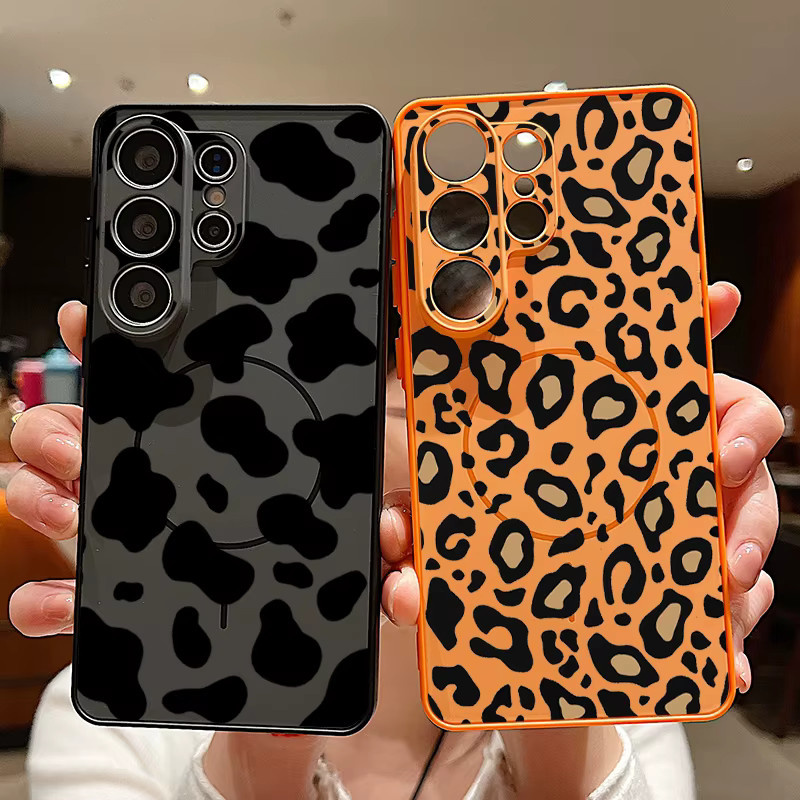 Magnetische Handyhülle mit Leopardenmuster für Samsung Galaxy S25 S26 S24 S23 Ultra S24 FE A17 A57 A56 A37 A55 A16 A35 A15 A36 in Pink Multicolour - Bild 2