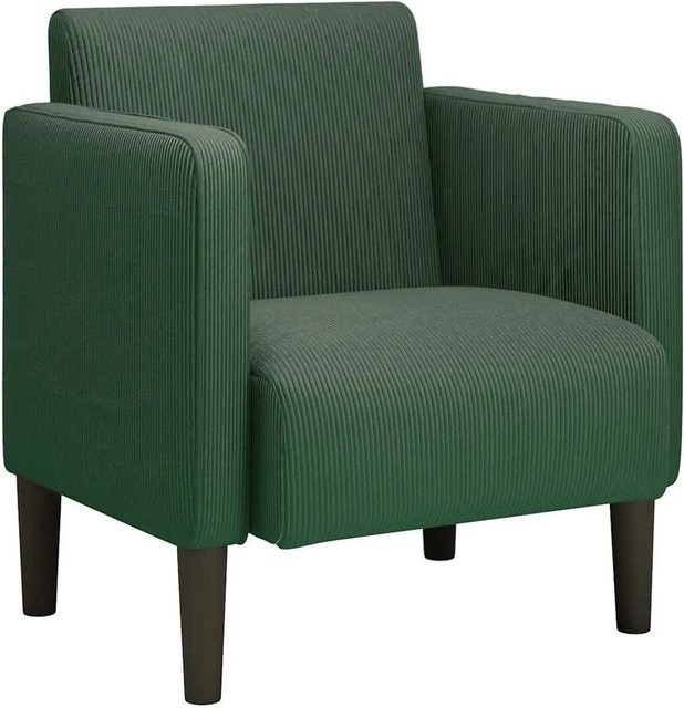 vidaXL Sessel mit Armlehnen in Dunkelgrün aus Cordstoff im modernen Design - Bild 1