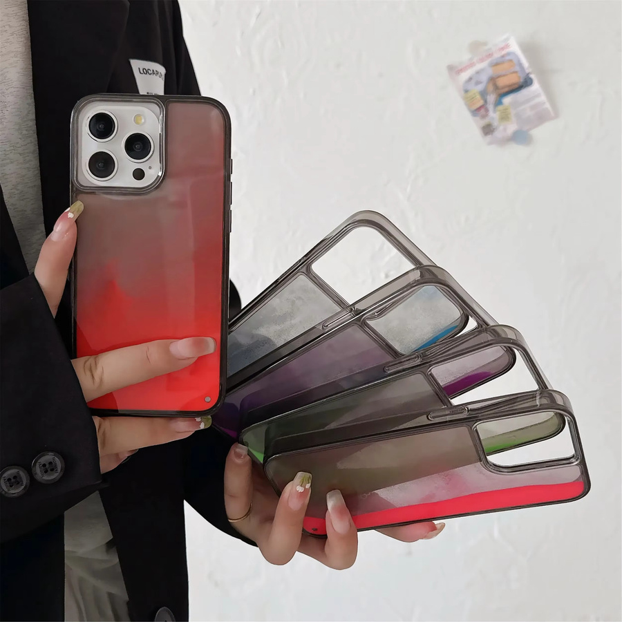 STJKQL Handyhülle für iPhone 16 Pro Max 15 14 13 12, stoßfest und glänzend im Design mit flüssigem Treibsand, blau, leuchtet im Dunkeln - Bild 2