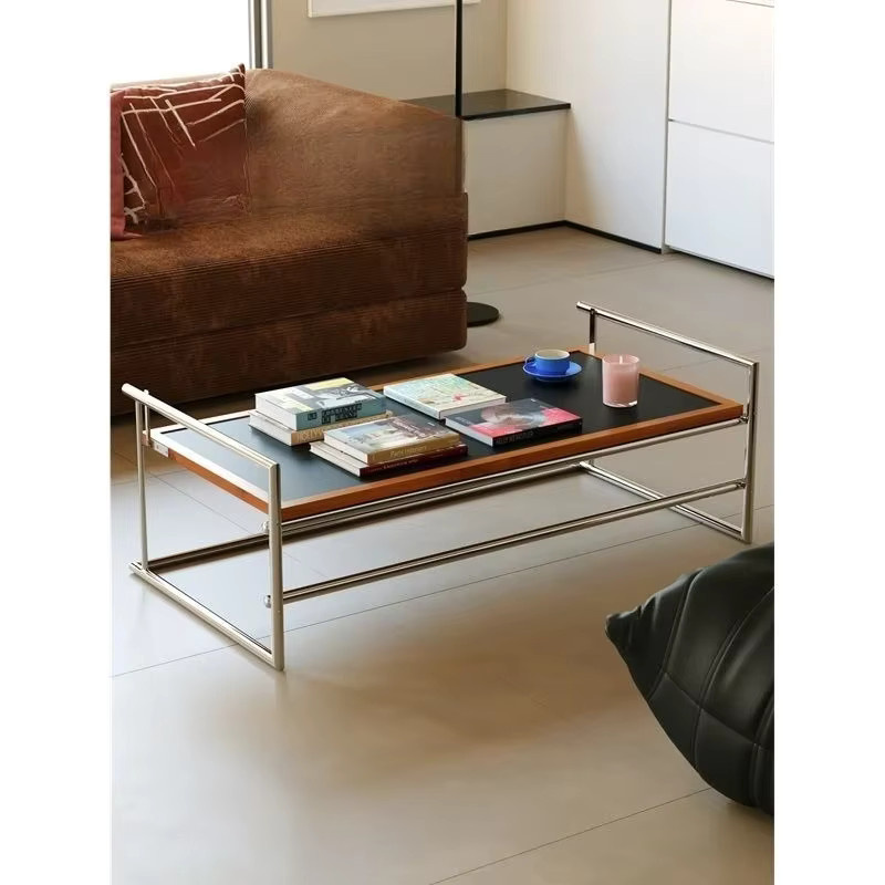 Rio Bauhaus Couchtisch von YTYIN aus Edelstahl in Silber und Weiß, minimalistischer Designer-Teetisch im Retro-Stil für dein Wohnzimmer - Bild 2