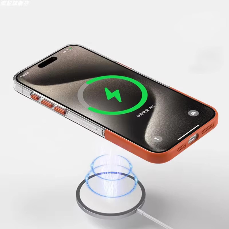 NMEGOU MagSafe Schutzhülle für iPhone 15 transparent aus hartem PC mit abnehmbarem Spleiß-Design - Bild 2