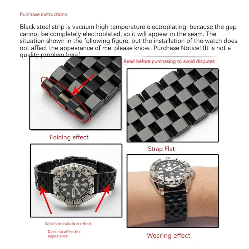 ZETHYDUM Uhrenarmband Edelstahl, Schwarz, Herren - Bild 1