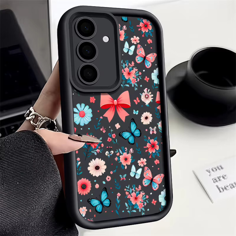 Weiche TPU Handyhülle mit Blumenmuster für Samsung Galaxy S25 S24 S23 S22 Ultra, A55 A54 A53 A35 A15 A16 und weitere Modelle, Farben: Beige, Weiß, Multicolour - Bild 3