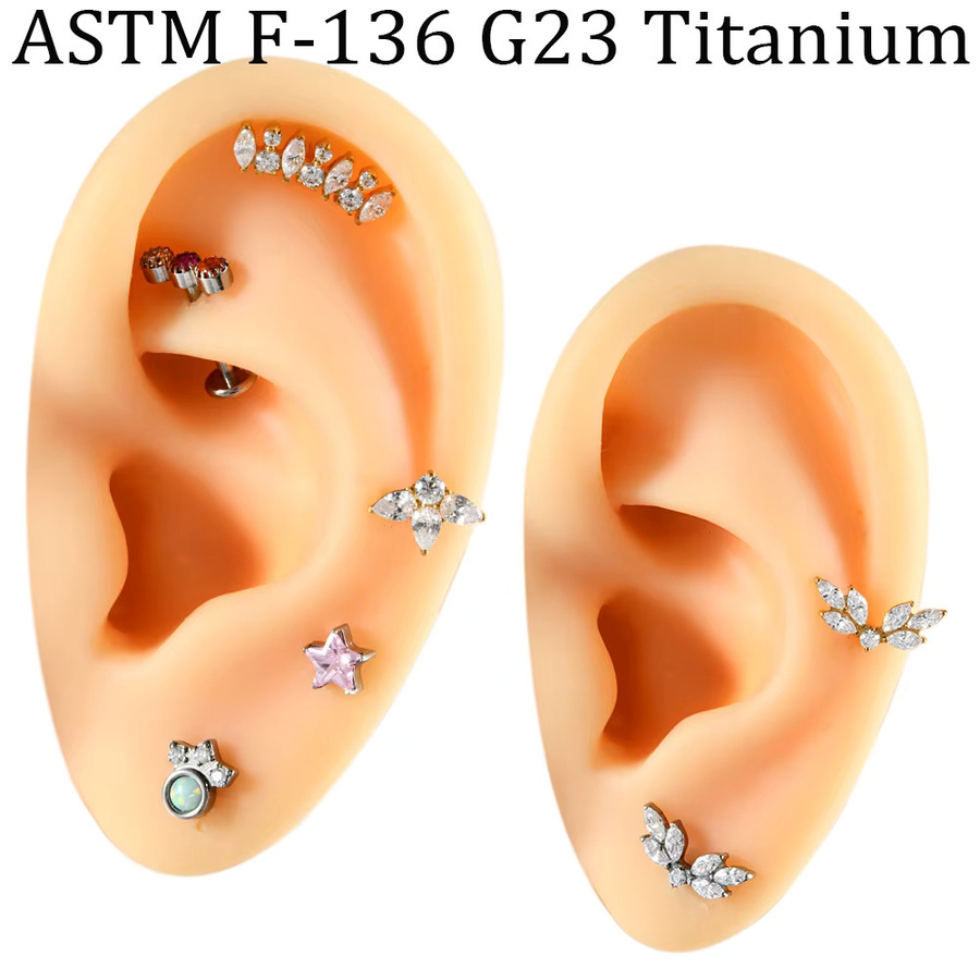 Ohrstecker Sternförmiger Wassertropfen-Zirkon, Titan, Unisex - Bild 2
