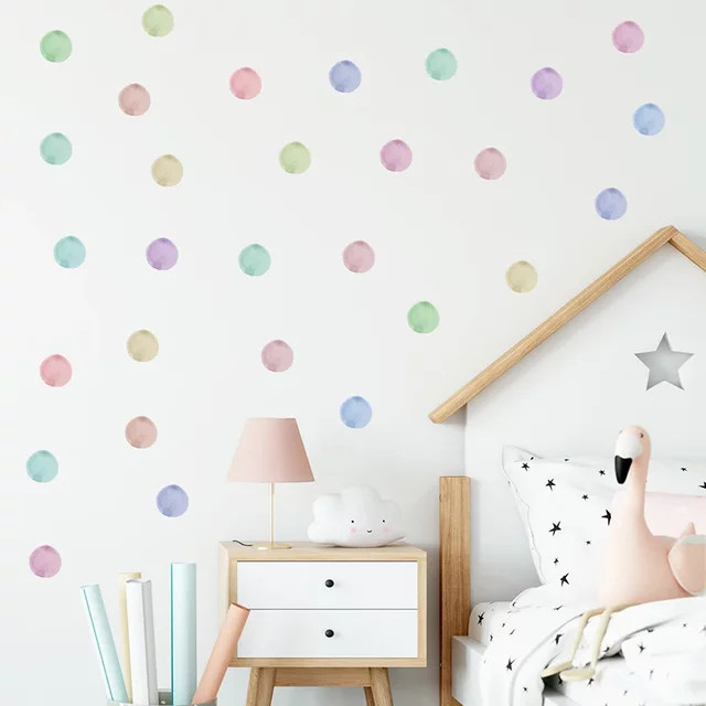36 Stück Aquarell Wandtattoos in Multicolor von BRUP zur Dekoration für Kinderzimmer, Wohnzimmer und Schlafzimmer - Bild 1