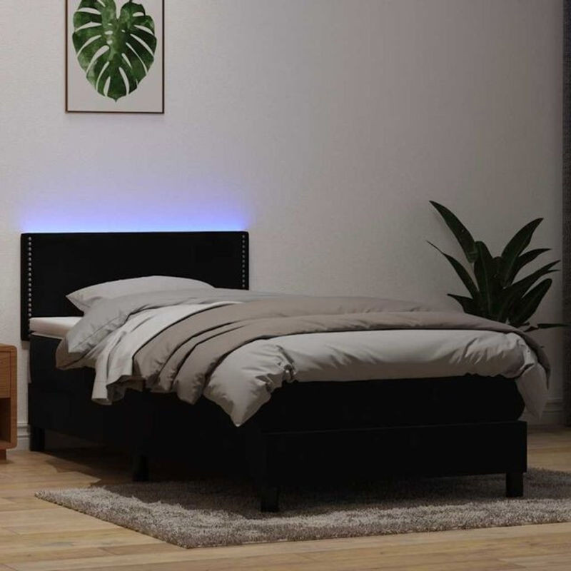 vidaxl Boxspringbett mit Matratze aus Samt in Schwarz B/T/H: 90 x 210 cm - Bild 1
