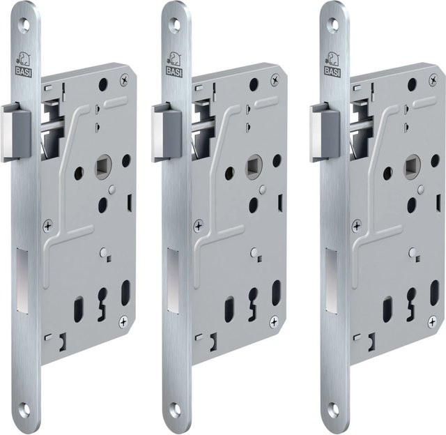 BASI Zimmertürschloss ES 927 BB DIN Links Rundstulp Edelstahl Silber 3er Set - Bild 1