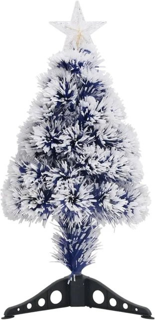 vidaXL Künstlicher Weihnachtsbaum mit Glasfaser-Beleuchtung in Weiß und Blau, Höhe: 64 cm - Bild 1