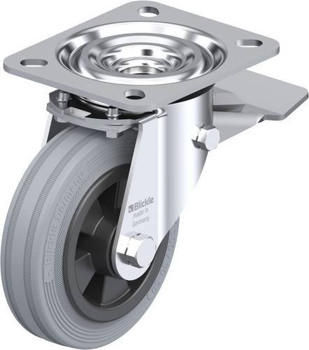 Blickle Lenkrolle L-VPP 100R-ST-SG mit Feststeller, Rad-Durchmesser: 100 mm, Tragfähigkeit: 70 kg, grau/schwarz - Bild 1
