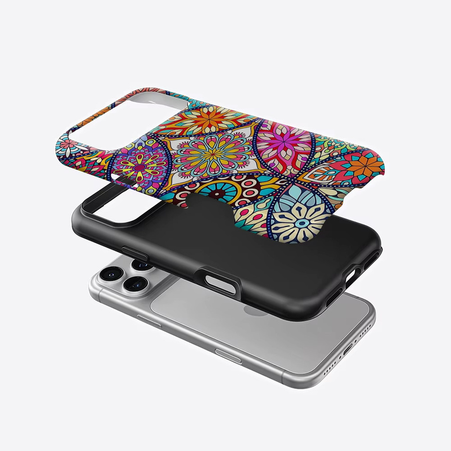 Potdemiel Aurea Case Matte Bumper MagSafe Schutzhülle für iPhone mit Mandala Boho Design in Multicolour - Bild 2