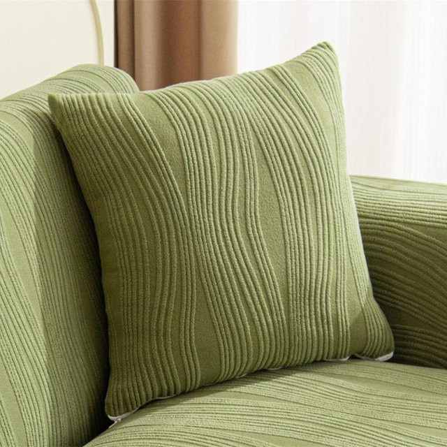 JMG Clothing Dekorative Kissenhülle im nordischen Stil, Gestreiftes Cord-Design, Grün, B/T: 45 x 45 cm - Bild 1