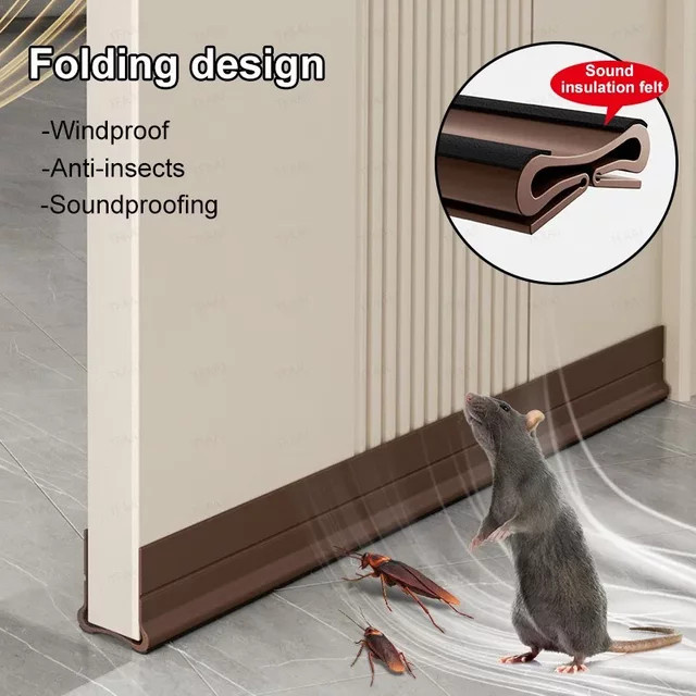 TFAAI Tür-Zugluftstopper mit dreifacher Dichtung, 93 cm lang, winddicht und schalldicht - Bild 1