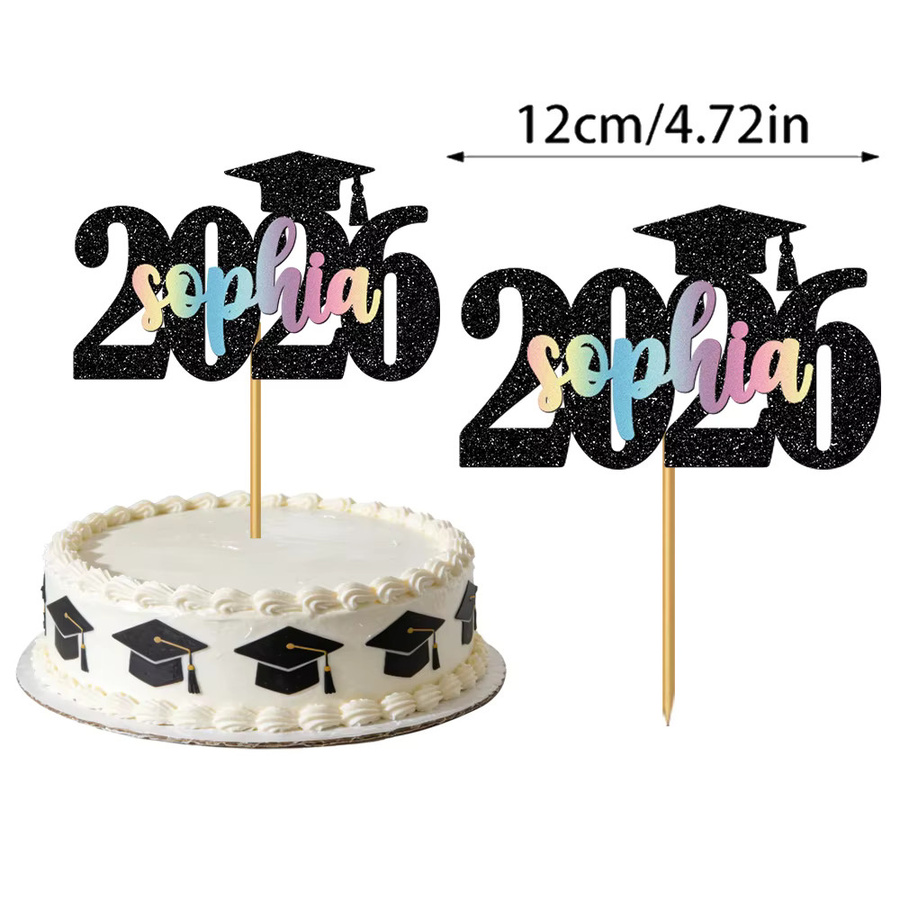 WEIGAO Personalisierte Namens-Kuchenaufsätze für Abschlussfeiern 2026 in Schwarz - Bild 5