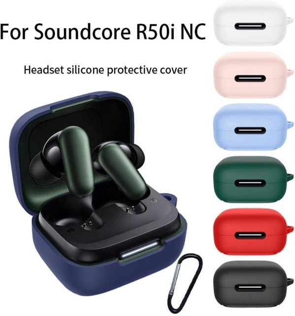 Silikon Schutzhülle mit Haken für Soundcore R50i NC Bluetooth Ohrhörer in Schwarz - Bild 1