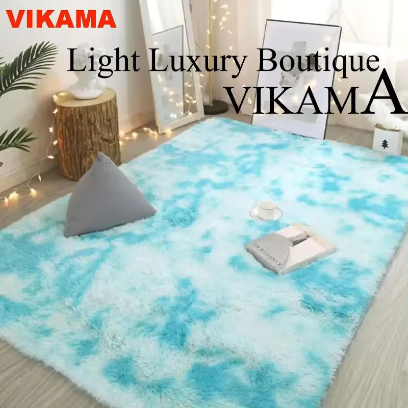 VIKAMA Nordischer Batik-Teppich aus Seidenwolle für Wohnzimmer und Schlafzimmer, Rechteckig, Breite: 200 cm, Tiefe: 100 cm - Bild 1