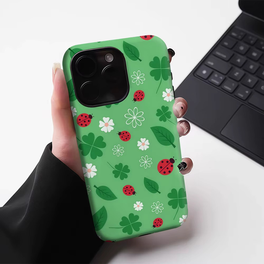 Robuste magnetische Handyhülle von Potdemiel mit grünem Marienkäfer-Naturdesign für iPhone 17 16 15 14 13 Pro Max Plus - Bild 4