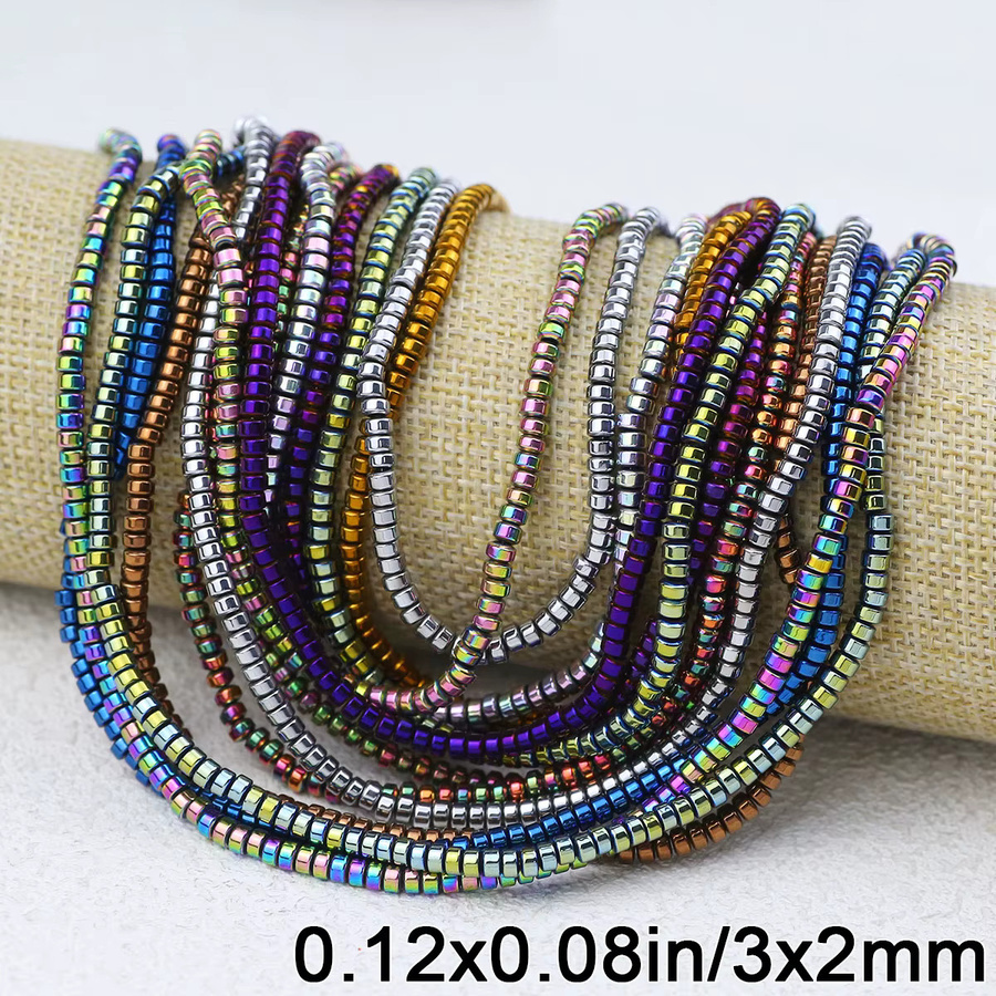 JHNBY Hämatit Perlen, Mehrfarbig, Naturstein, 3x2mm - Bild 3