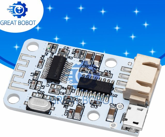 BS Wireless Bluetooth 4.0 Stereo-Audioempfängermodul mit Digitalverstärker und Micro USB für Arduino, 3W + 3W, 5V DC - Bild 1