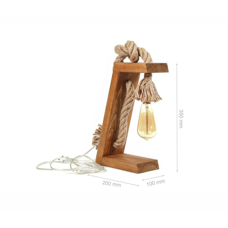 Opviq Tischleuchte aus Tannenbaumholz in Gold und Braun mit E27 Fassung, B/H/T: 35 x 20 x 10 cm - Bild 3