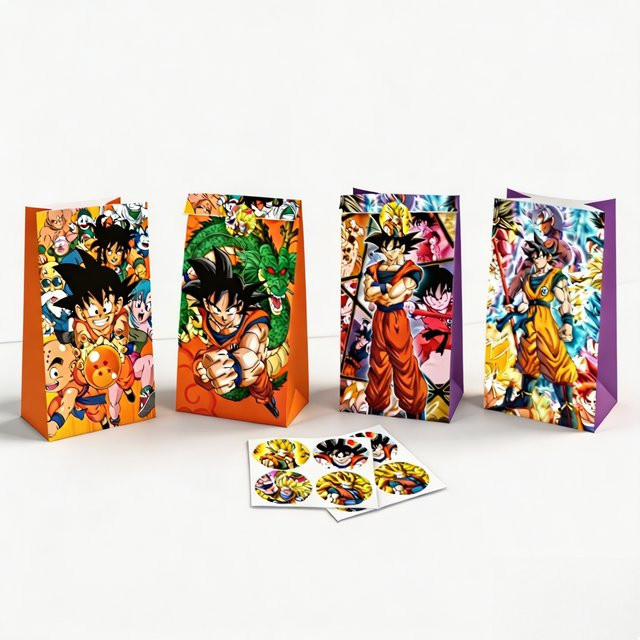 Bandai Dragon Ball Party-Geschenktüten mit Aufklebern im Anime-Design für Kinder, Mehrfarbig - Bild 1