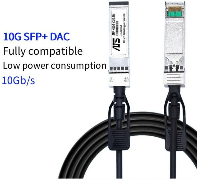 10G SFP+ DAC Kupfer-Passivkabel 10Gbps kompatibel mit Cisco, MikroTik und Intel, Länge: 1 m, 3 m oder 5 m - Bild 1