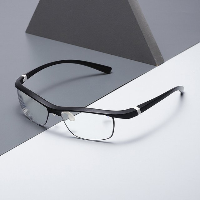 CHUANCHEN Sportbrille Browline, Halbrand, TR90, Unisex, Schwarz - Bild 1