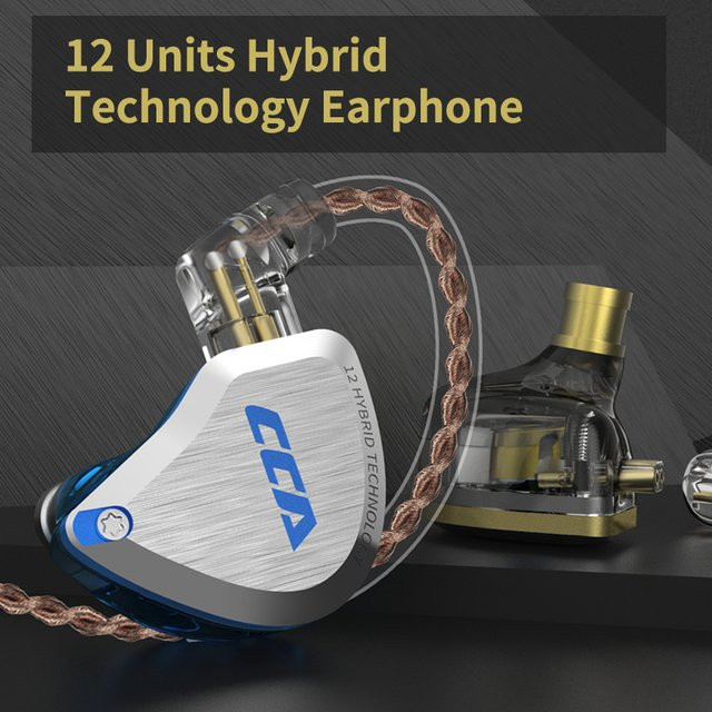 CCA C12 Hybrid-In-Ear-Kopfhörer mit 5BA und 1DD Treibern in Blau und Silber - Bild 1