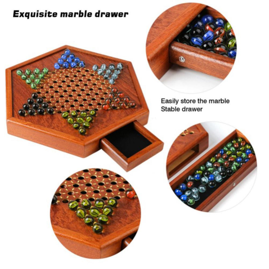 TOMTOP JMS Chinesische Dame Brettspiel Set aus Holz mit Glas Ball - Bild 2