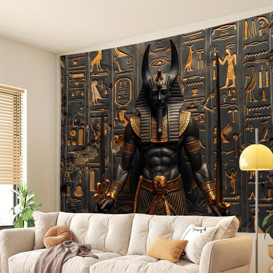Antiker ägyptischer Wandteppich mit Anubis und Hieroglyphen von JMG Household Supplies, Mehrfarbig, Breite: 150 cm, Höhe: 100 cm - Bild 3