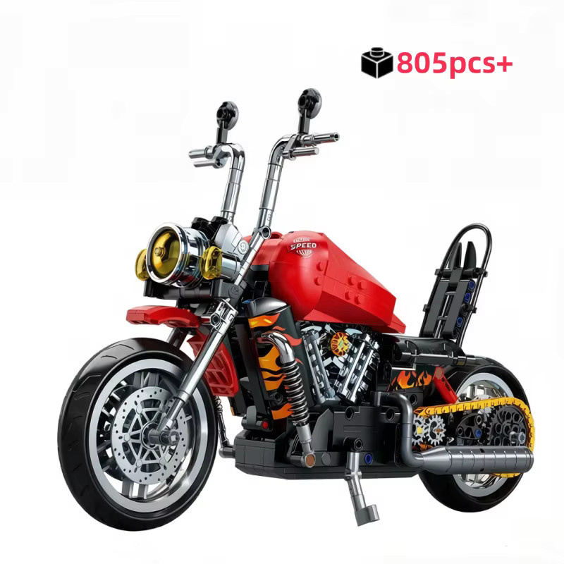 FUNXINEE Technisches Rotes Motorrad, Bausteinset, 1:8, 805 Teile - Bild 6