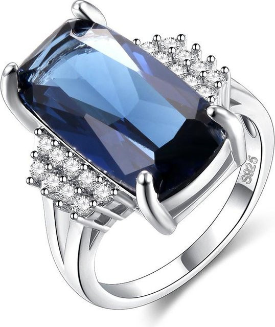 YIRAN Jewelry 5 Ring, blauer Zirkon, quadratischer Kristall, Damen - Bild 1