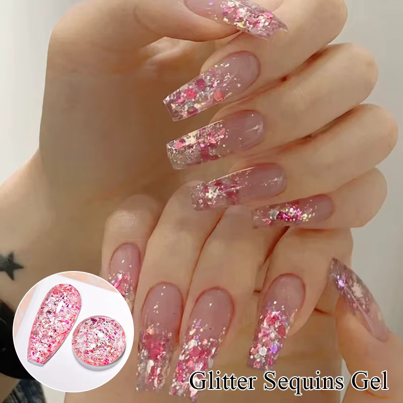 MEET ACROSS Glitzer-Pailletten-Gel-Nagellack, Schimmernd, Unisex - Bild 4