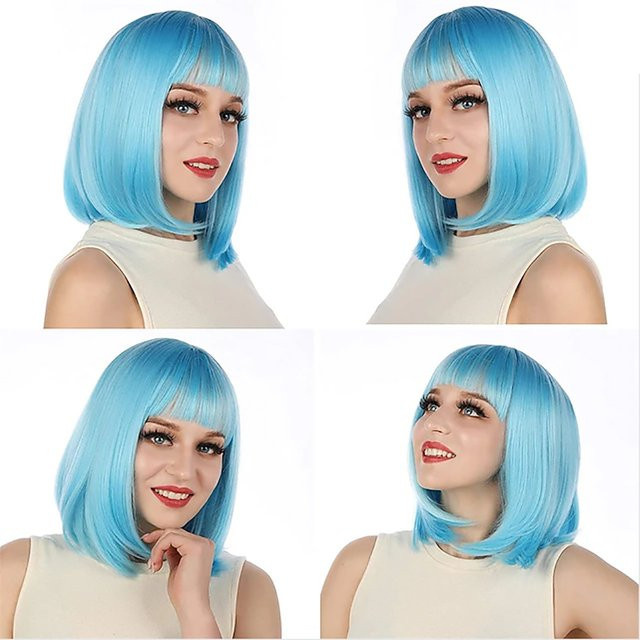 HAIRJOY Bob-Perücke, synthetisch, kurz, gerade, mit Pony, Damen - Bild 1
