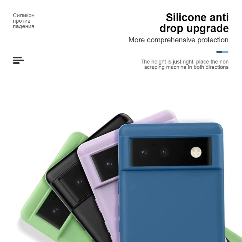 Original Flüssigsilikon Candy Color Wireless Charging Case für Google Pixel 10, 9 Pro XL, 8, 7, 6A/Pro in Grau und Blau mit Silky Touch und stoßfester Abdeckung - Bild 2