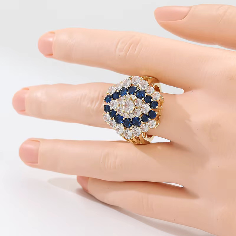 YoYo Ring, vergoldet, Messing, blauer Zirkonia, Damen - Bild 2