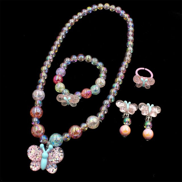 Weyena Schmuckset, Schmetterling, Perlenkette, Armband, Ring, Ohrringe, Kinder - Bild 1