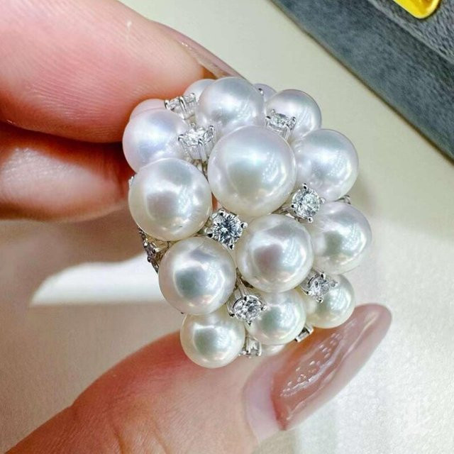YoYo Ring, Silber, Perle, Zirkonia, Damen - Bild 1