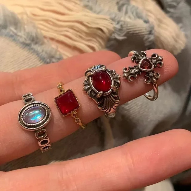 LATS Ring, Rotes Kristall, Silber, Damen - Bild 1