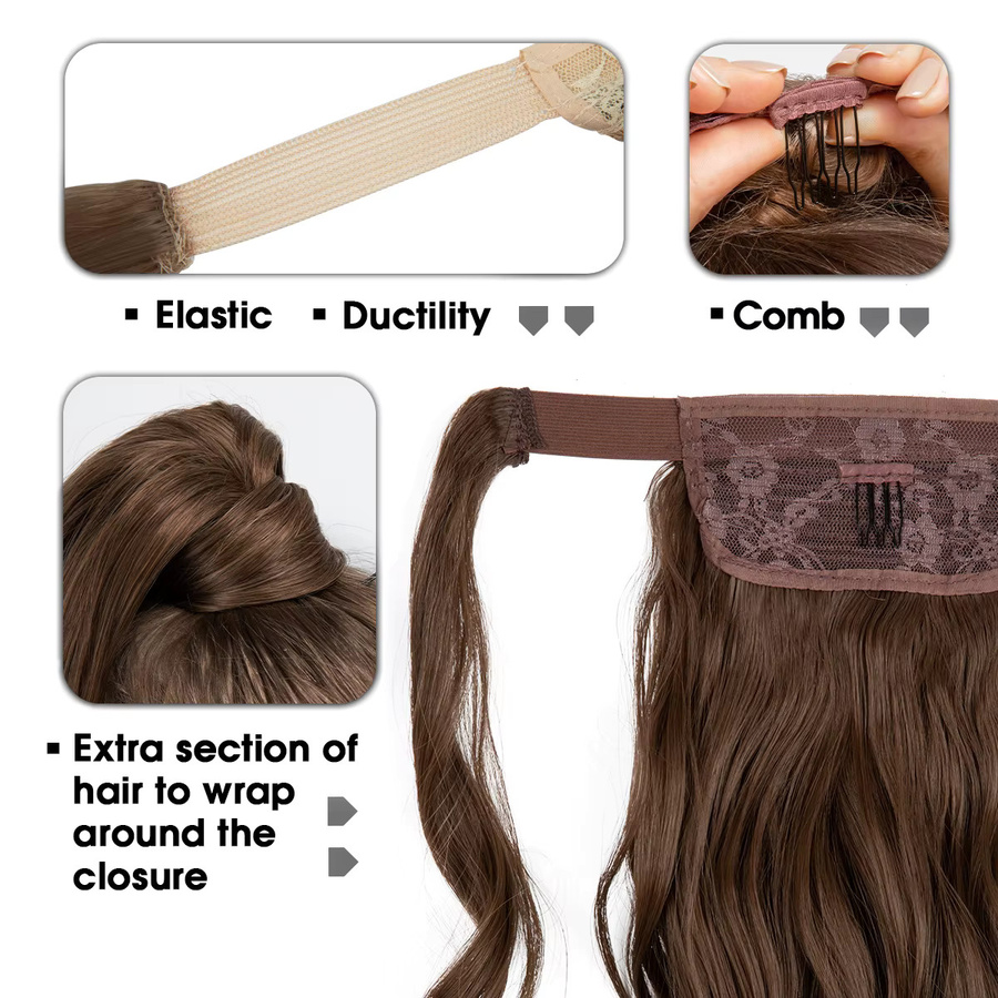 SARLA Haarverlängerung, synthetisch, gewellt, Clip-in, schwarz - Bild 2