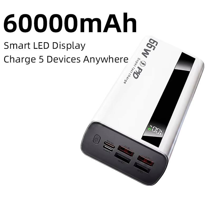 Cohana Externe Powerbank 60000mAh mit 66W Superschnellem Laden, Tragbares Ladegerät für iOS & Android in Weiß - Bild 8