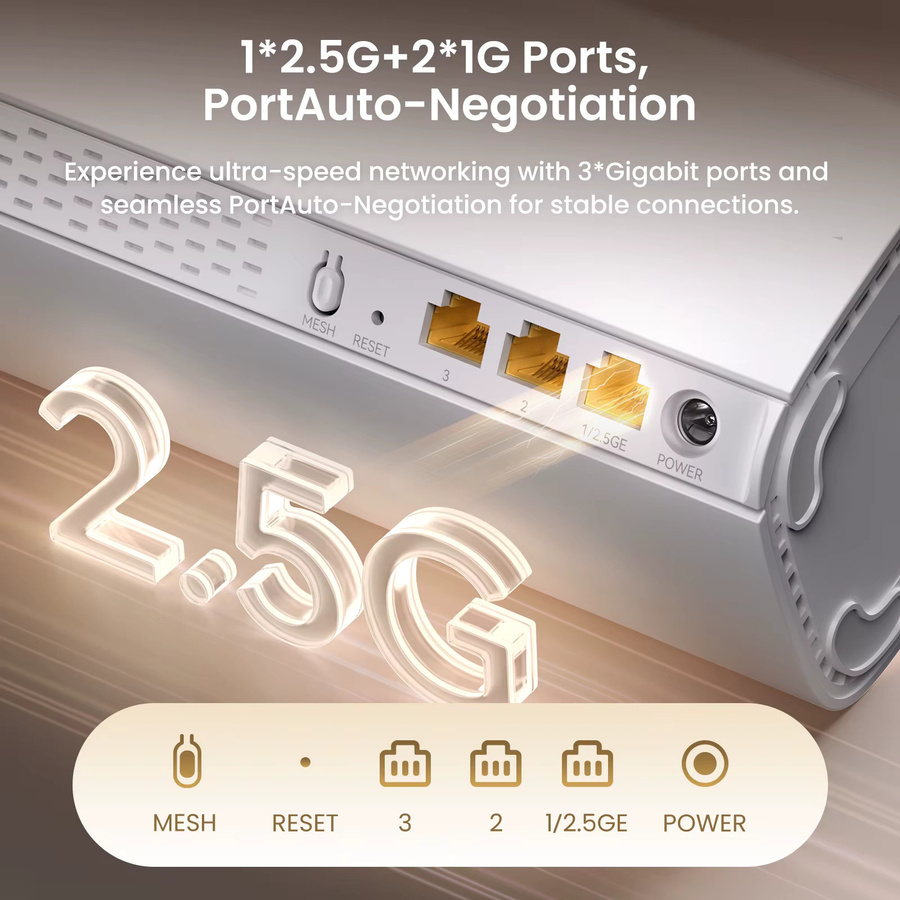 Tenda BE5100 Wi-Fi 7 Mesh System Dual-Band Router mit 2,5 G Netzwerk Port in Weiß - Bild 2