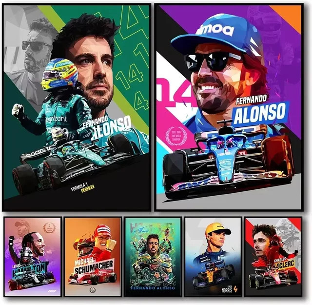 Pop Sports F1 Legend Racing Poster Schumacher Formel-1 Racer Helm Leinwanddruck Wandkunst - Bild 1
