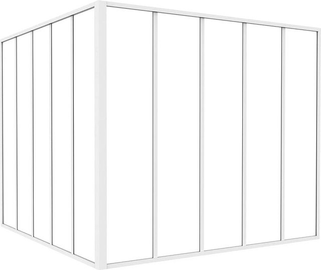 Vente-unique Glaswand Bayview Weiß aus Aluminium und Glas, Breite: 150 cm, Höhe: 130 cm - Bild 1
