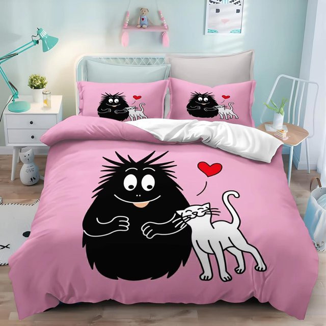 Allbestart Bettwäsche-Set Barbapapa 3D-Druck mit Kissenbezug und Steppdecke, Farbe: Pink, B/H: 135 x 200 cm - Bild 1