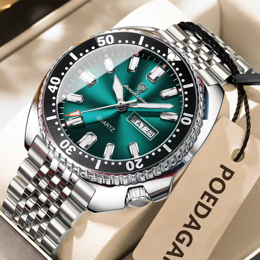 POEDAGAR Armbanduhr Edelstahl, Quarz, Datum, Herren - Bild 2