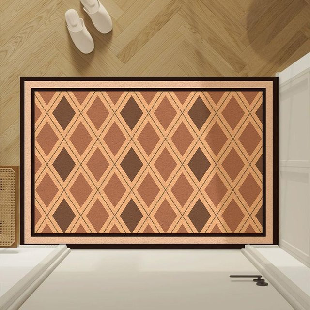Moderner Schachbrettteppich in Braun, rutschfeste Bodenmatte für Wohnzimmer und Schlafzimmer, B/H: 60 x 40 cm - Bild 1